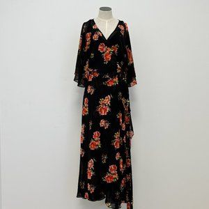 City Chic Black and Red Floral Maxi Wrap Dress